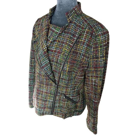 Coldwater creek- blazer coat tweed- multicolor- some wear- Size 14 front zip - Picture 2 of 13